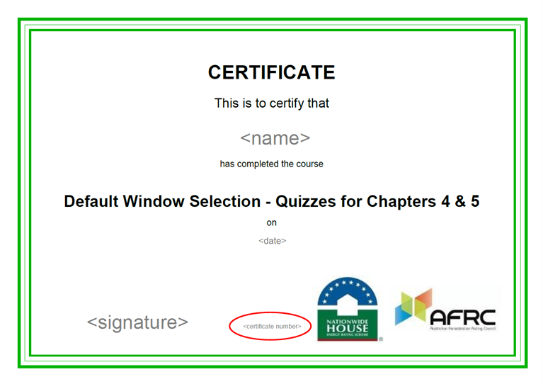 AFRC Certificate of Completion AFRC Certificate of Completion